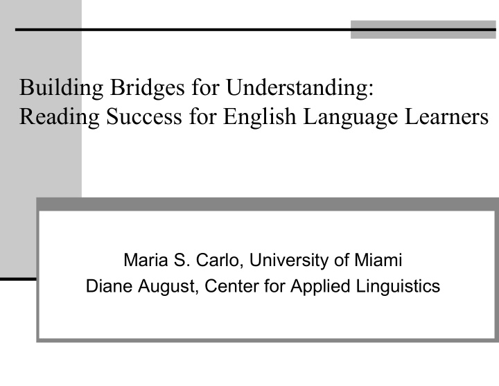 building bridges for understanding reading success for