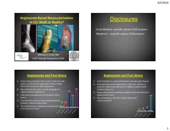Disclosures  Angiosome-Based Revascularization  in CLI: Myth or Reality?  Cook Medical-