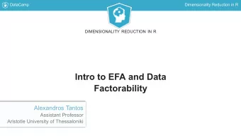 Intro to EFA and Data  Factorability  Alexandros Tantos  Assistant Professor  Aristotle University