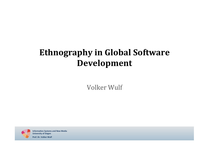 ethnography in global software