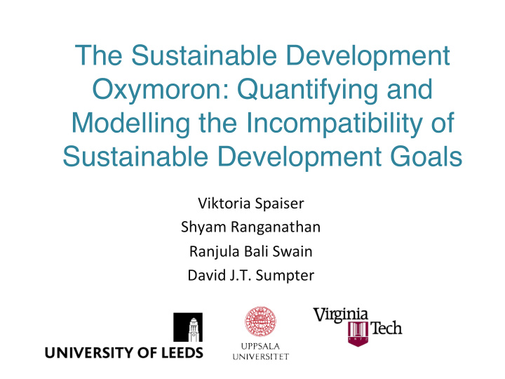 the sustainable development oxymoron quantifying and