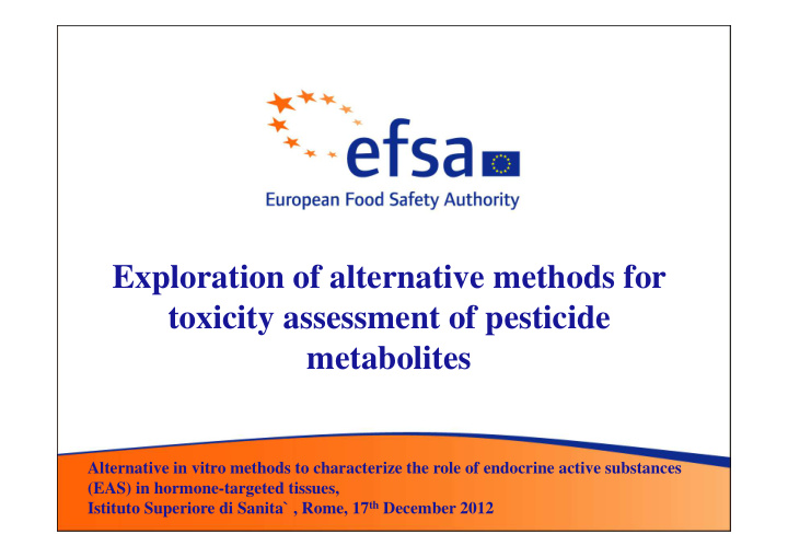 exploration of alternative methods for toxicity