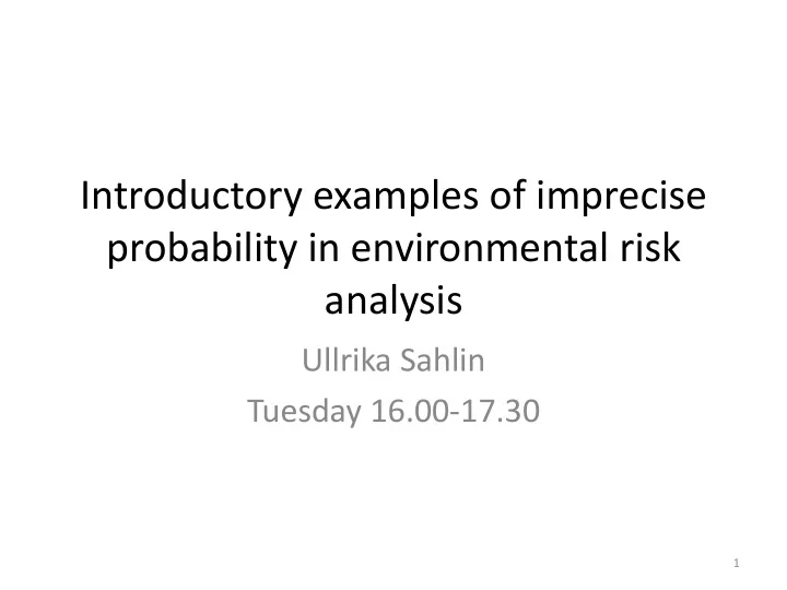 probability in environmental risk