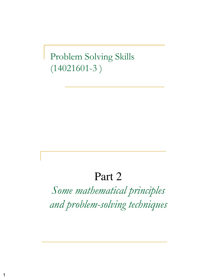 part 2 some mathematical principles and problem solving