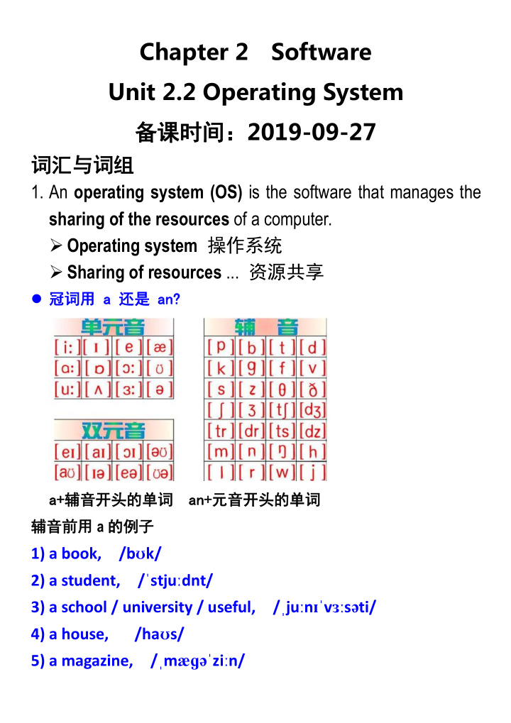 chapter 2 software unit 2 2 operating system 2019 09 27