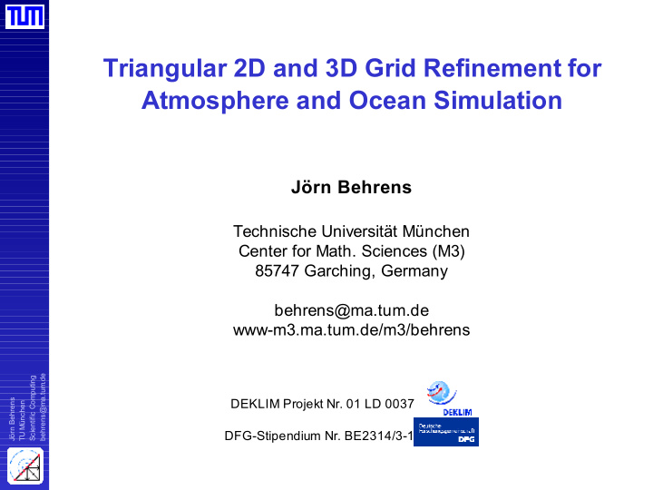 triangular 2d and 3d grid refinement for atmosphere and