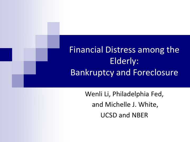 financial distress among the elderly bankruptcy and
