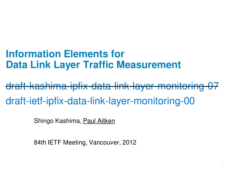 information elements for data link layer traffic