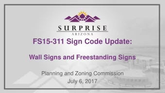 FS15-311 Sign Code Update:  Wall Signs and Freestanding Signs  Planning and Zoning Commission  July