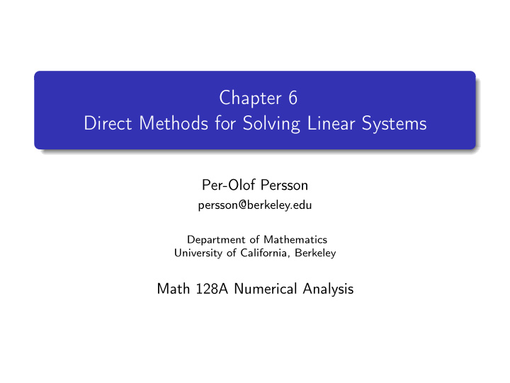 chapter 6 direct methods for solving linear systems