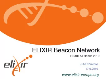 ELIXIR Beacon Network  ELIXIR All Hands 2019  Juha Trnroos  17.6.2019  www.elixir(europe.org-