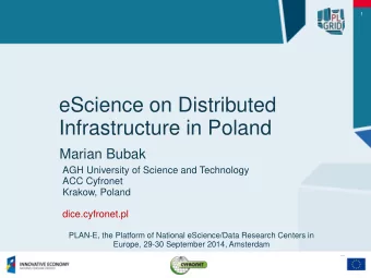 eScience on Distributed  Infrastructure in Poland  Marian Bubak  AGH University of Science and