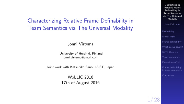 characterizing relative frame definability in
