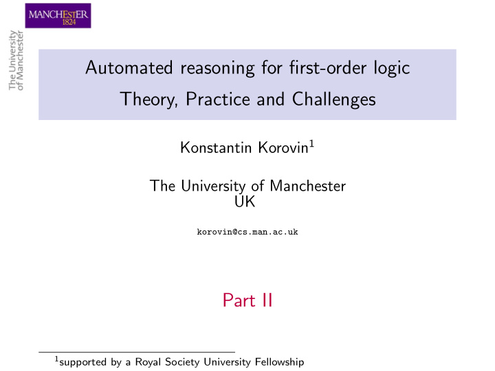 automated reasoning for first order logic theory practice