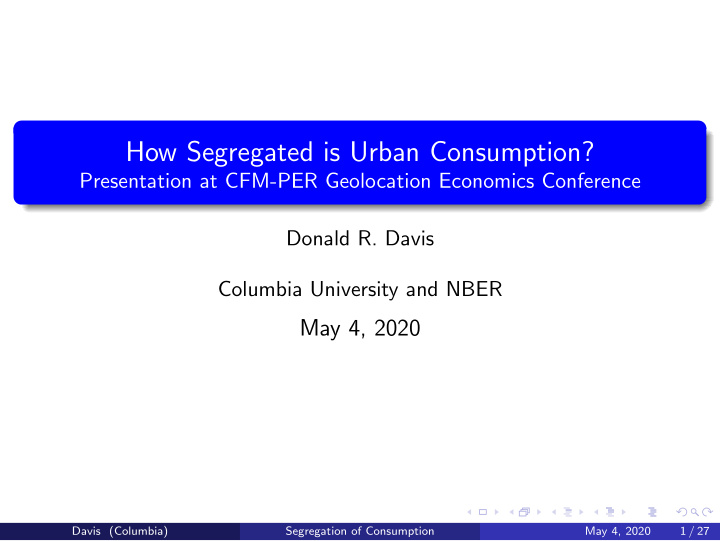 how segregated is urban consumption