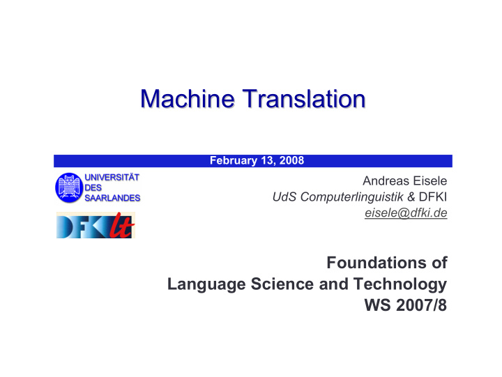machine translation machine translation