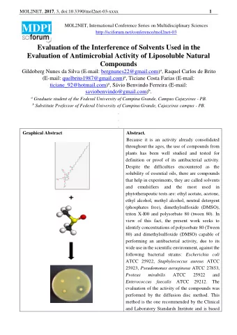 MOL2NET, 2017 , 3, doi:10.3390/mol2net-03-xxxx  2  on the diffusion through the agar of a reagent