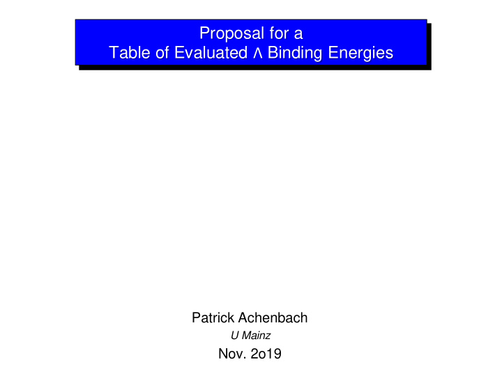 table of evaluated binding energies