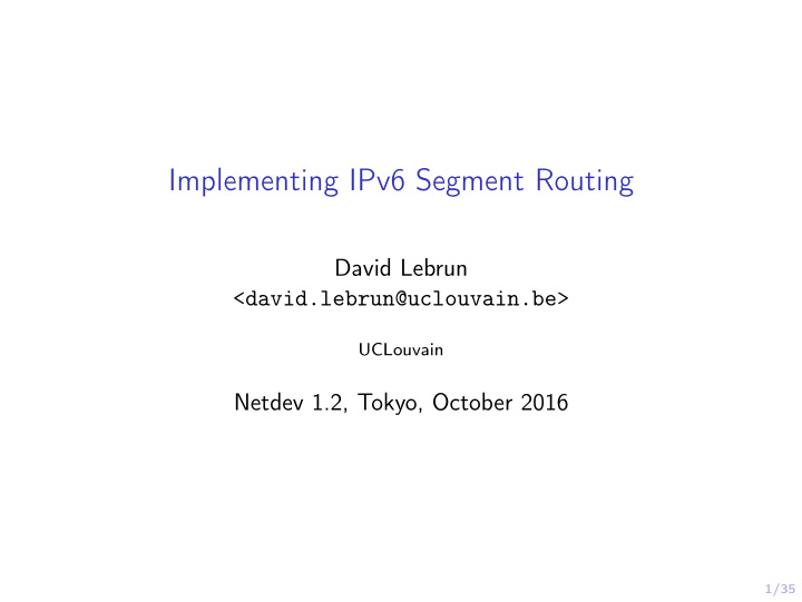 implementing ipv6 segment routing