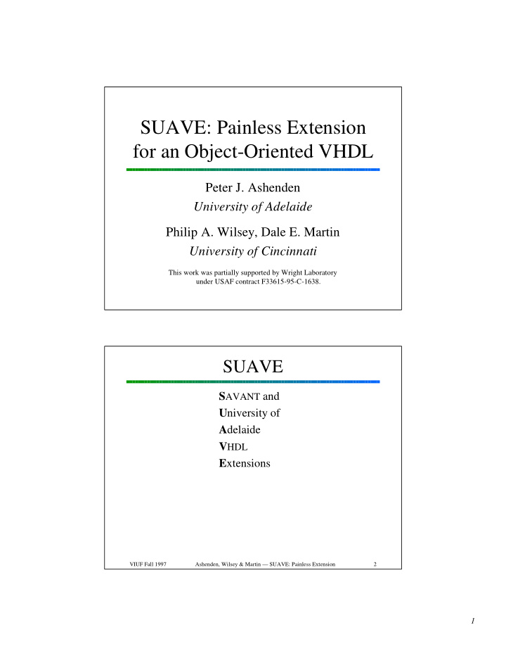 suave painless extension for an object oriented vhdl
