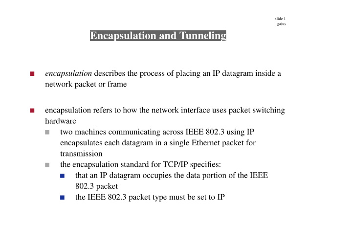 encapsulation and tunneling