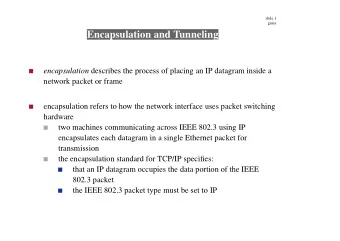 Encapsulation and Tunneling encapsulation describes the process of placing an IP datagram inside a