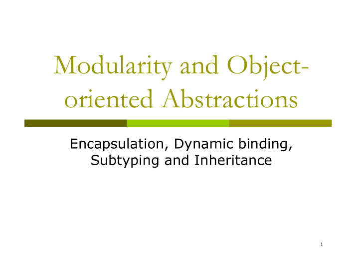 modularity and object oriented abstractions