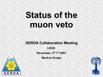 Status of the  muon veto  GERDA Collaboration Meeting  LNGS November, 5 th -7 th 2007  Markus Knapp