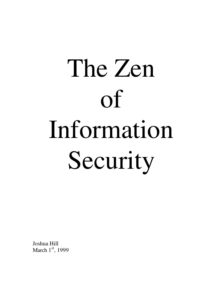 the zen of information