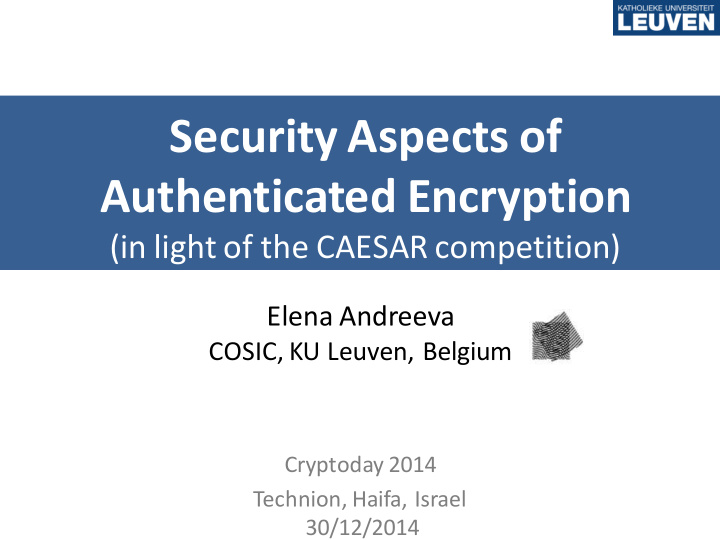 security aspects of authenticated encryption