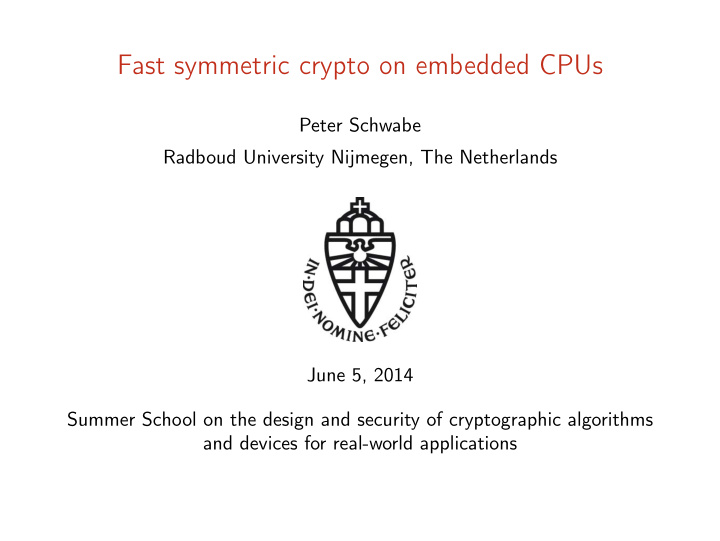 fast symmetric crypto on embedded cpus