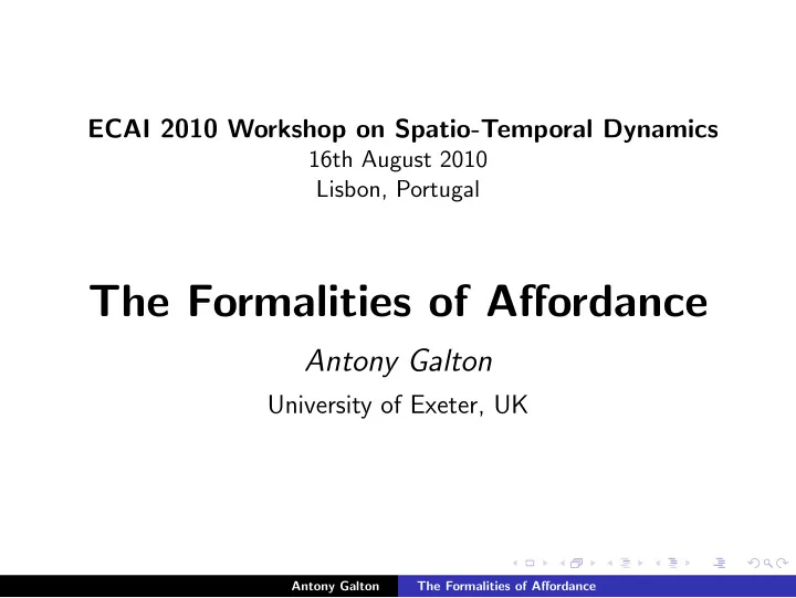 the formalities of affordance