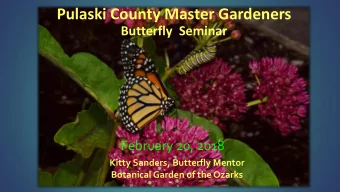 Pulaski County Master Gardeners  Butterfly  Seminar  February 20, 2018  Kitty Sanders, Butterfly