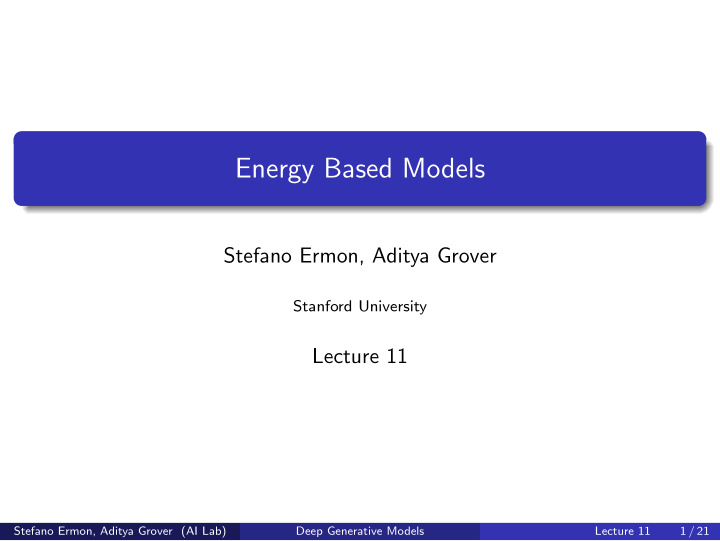 energy based models