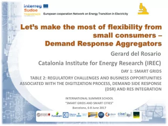 Gerard del Rosario  Catalonia Institute for Energy Research (IREC)  DAY 1: SMART GRIDS  TABLE 2: