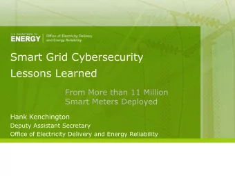 Hank Kenchington  Deputy Assistant Secretary  Office of Electricity Delivery and Energy Reliability