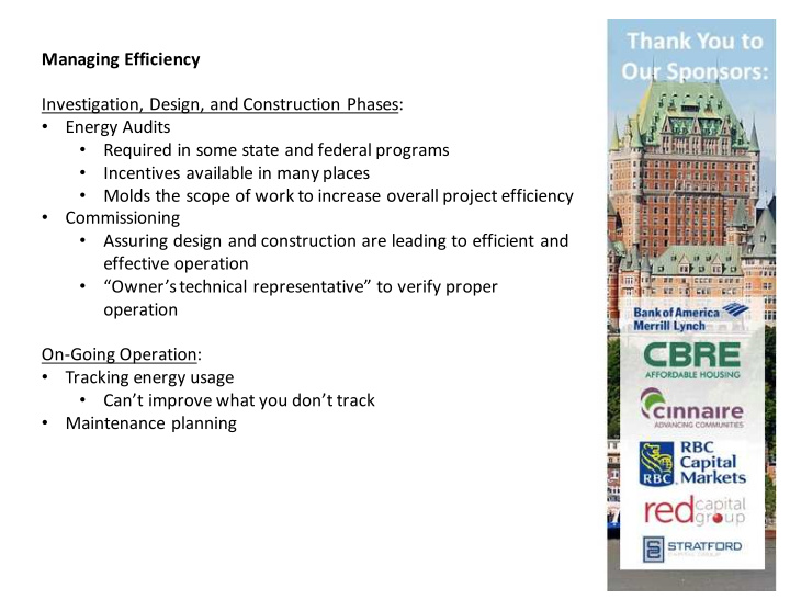 managing efficiency investigation design and construction