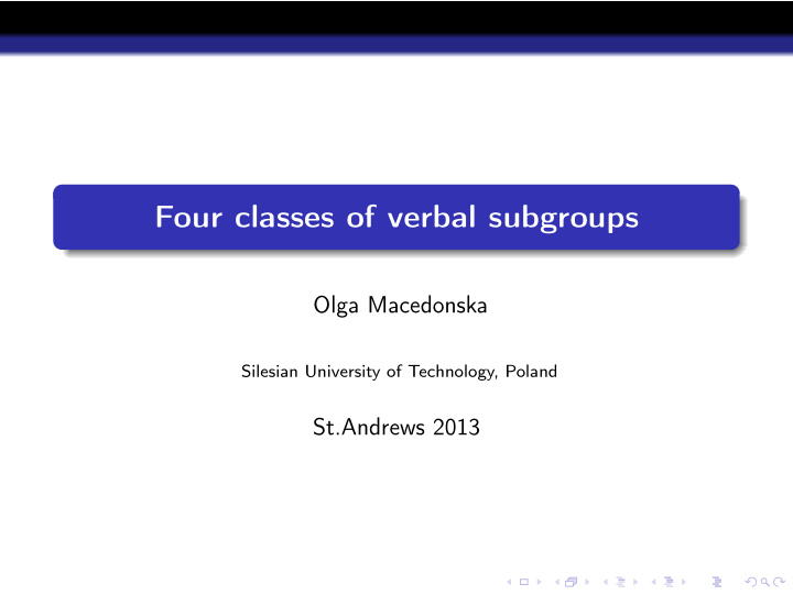 four classes of verbal subgroups