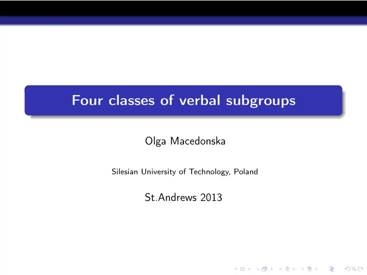 four classes of verbal subgroups
