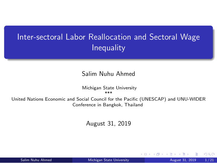 inter sectoral labor reallocation and sectoral wage