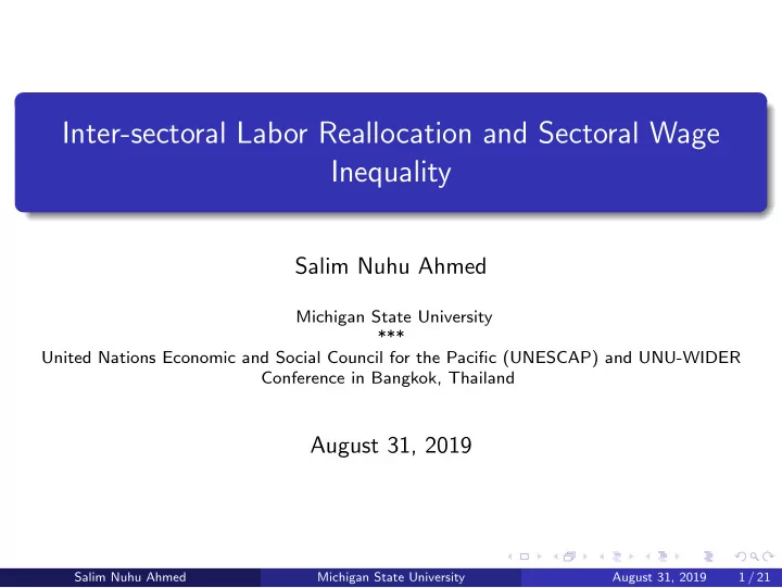 inter sectoral labor reallocation and sectoral wage
