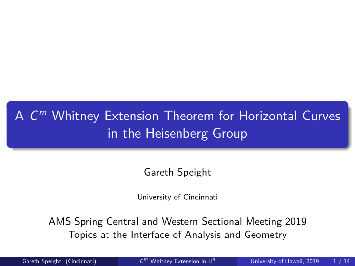 a c m whitney extension theorem for horizontal curves in