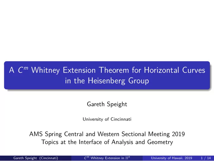 a c m whitney extension theorem for horizontal curves in
