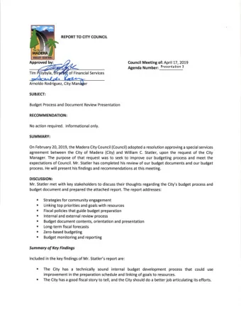 Agenda Number: ____  _  er  SUBJECT: Budget Process and Document Review Presentation