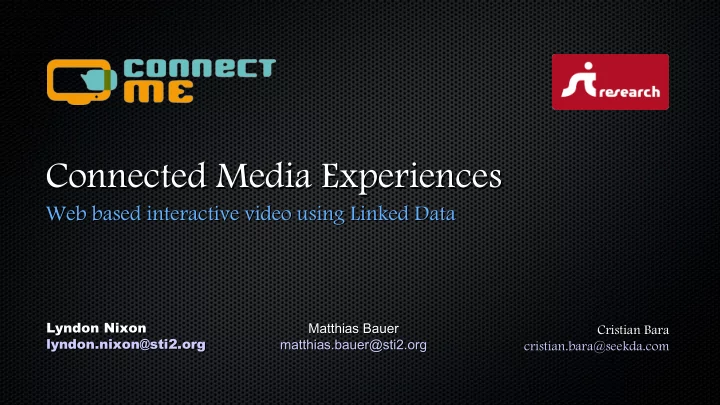 connected media experiences connected media experiences