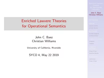 Enriched Lawvere Theories  theories  for Operational Semantics  Lawvere theories  enriched theories