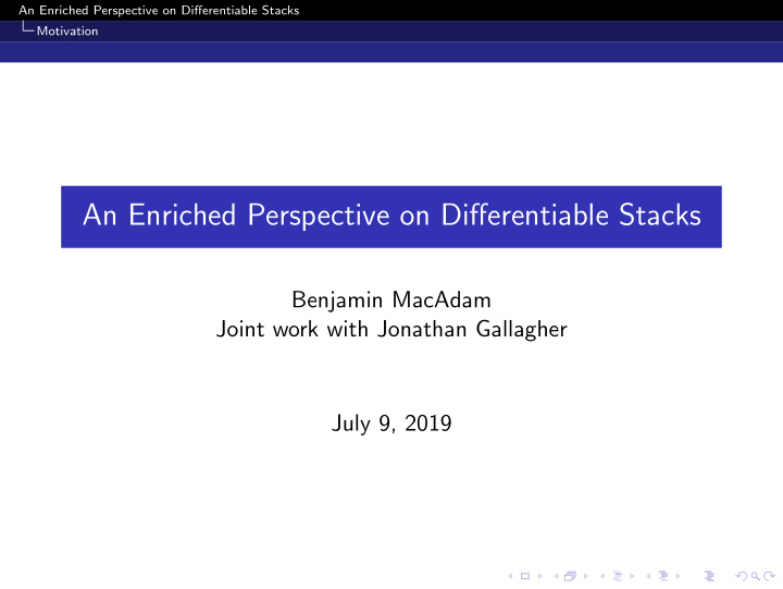 an enriched perspective on differentiable stacks