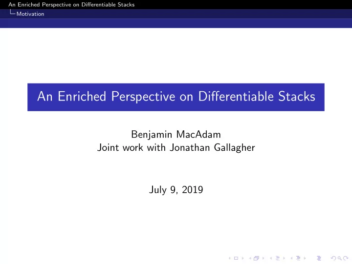 an enriched perspective on differentiable stacks