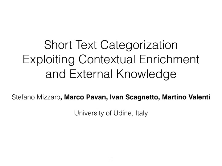 short text categorization exploiting contextual