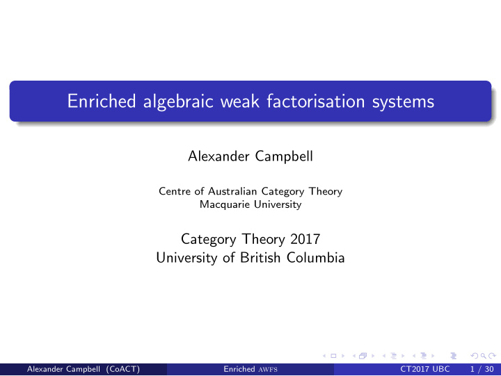 enriched algebraic weak factorisation systems